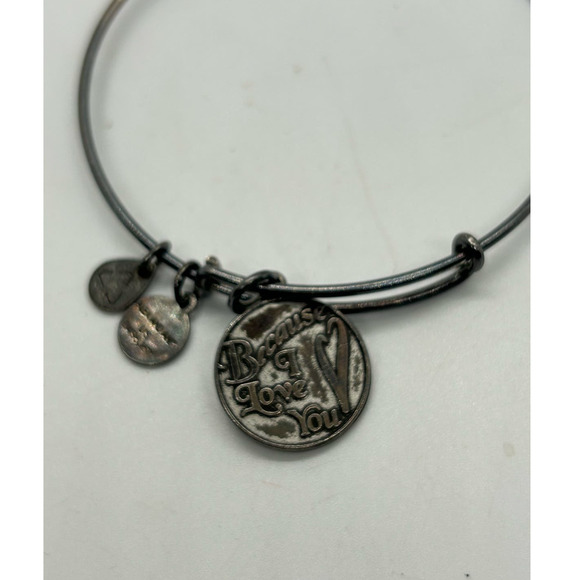 Alex & Ani Bracelet Because I Love You Silver Charm Bangle - Picture 2 of 3